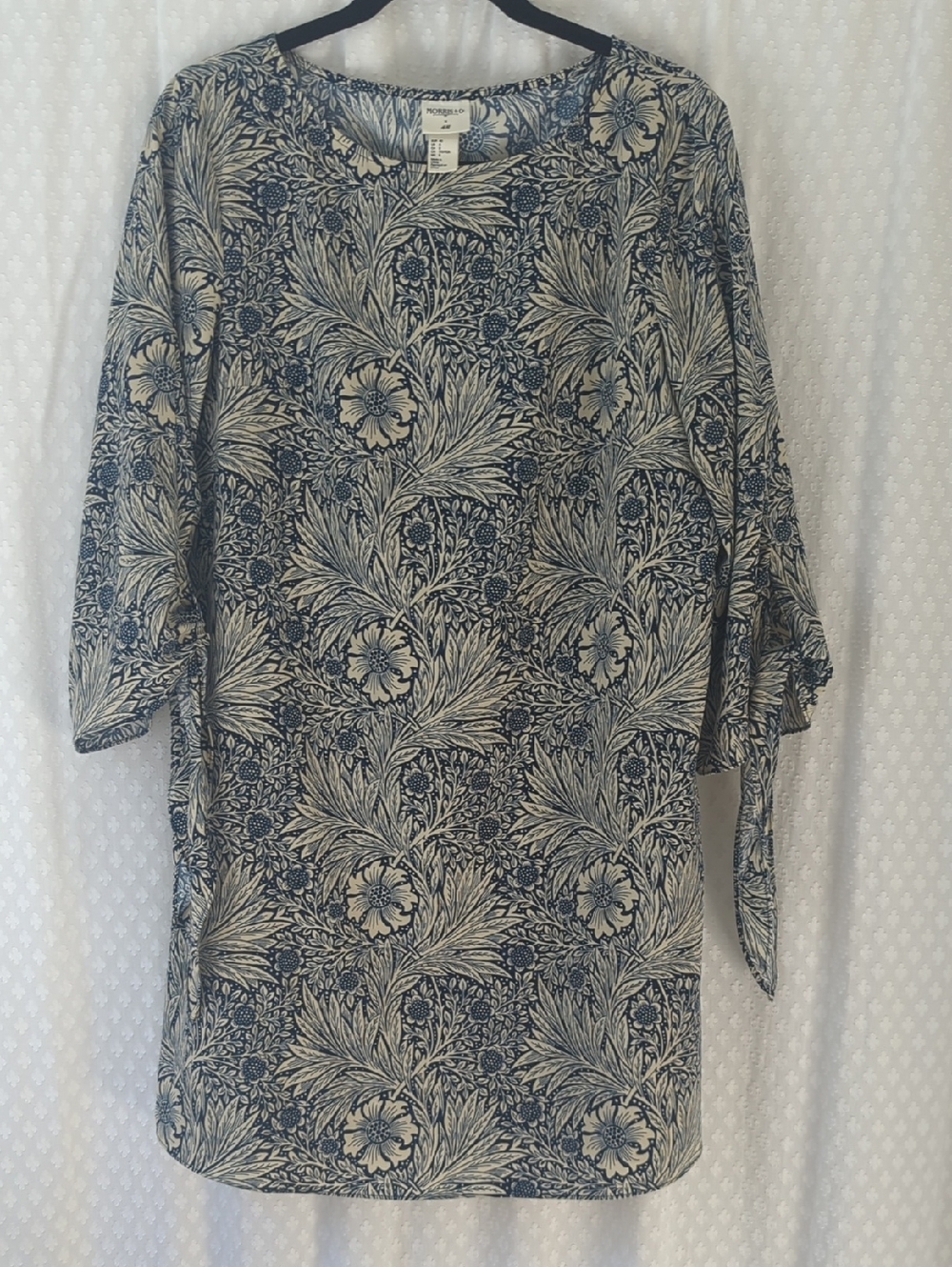 H&M Morris Co. Navy & Cream Botanical Shift Dress, Women's 8